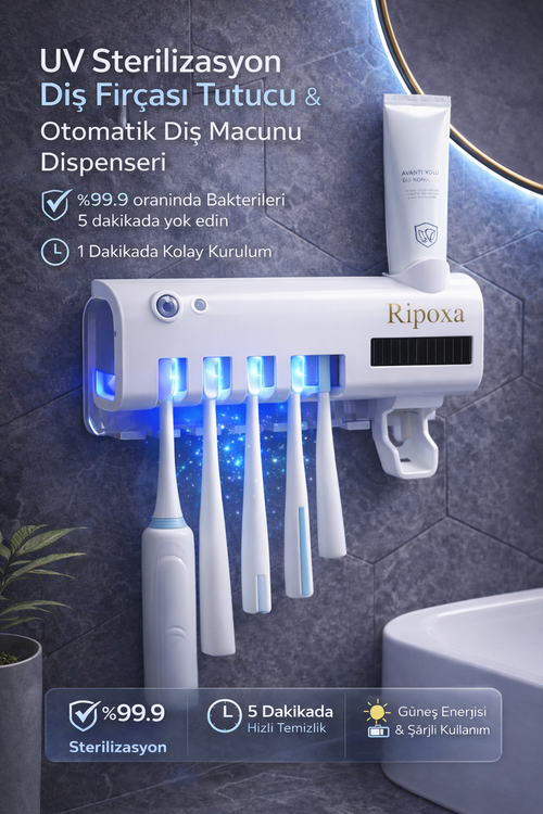 UV Diş Fırçası Sterilizatörü & Otomatik Dispenser